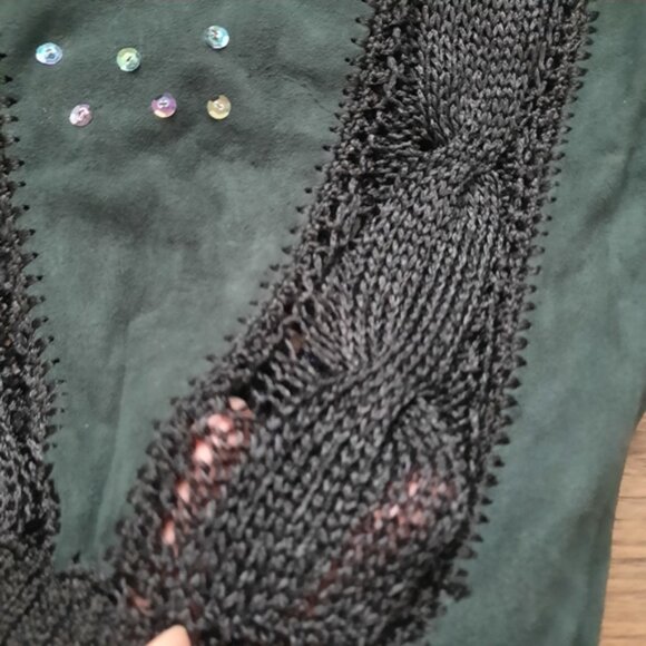 Vintage Faux Suede and Knit Long Sleeve Sweater - Picture 5 of 14